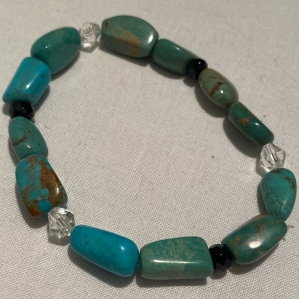 Silpada Turquoise & Obsidian Stretch Bracelet